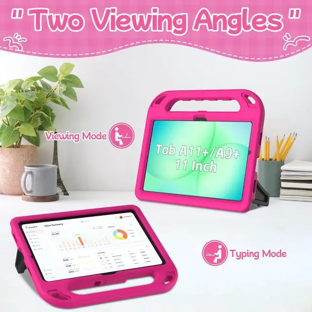 Alt view image 7 of 7 - Kids Case for Samsung Galaxy Tab A11+ Plus 11 2026/Tab A9+ Plus 11 inch Tablet, with Screen Protector, Shockproof Lightweight Stand Handle Galaxy Tab A11 Plus/A9 Plus Case for Kids, Rose