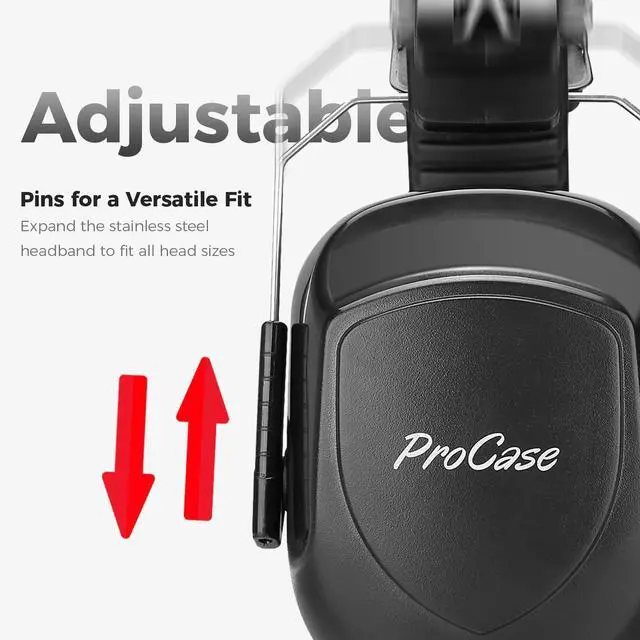 Alt view image 2 of 7 - NRR 28dB Noise Reduction Ear Muffs, Foldable Adjustable Passive Noise Cancelling Headphones for Adults Kids Autism, Hearing Protection for Shooting, Construction, Mowing, Studying -Black