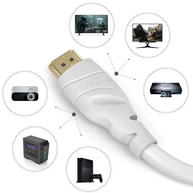 Alt view image 6 of 7 - 8K / 4K HDMI Cable 16ft & More HDMI Cables (0.5ft75ft) German-Engineered HDMI Cord Supports 10K/8K@60Hz/4K@120Hz HDMI Cable for HDTV, PC, PS5, Xbox, Switch, White