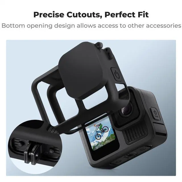 Alt view image 5 of 7 - Silicone Sleeve Protective Cover Compatible with GoPro Hero 13 Black, Battery Side Lid + Screen & Lens Protectors & Lens Caps & Lanyard Action Camera Accessories Kit