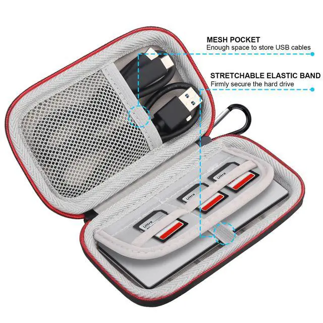 Alt view image 2 of 7 - Hard Carrying Case for Lexar ES3 Portable SSD External Solid State Drive 1TB 2TB 4TB SD Card Organizer Shockproof Hard EVA Protective Storage Travel Bag, Black