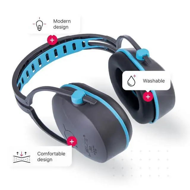 Alt view image 4 of 7 - L320 hearing protection, noise reduction earmuffs, NRR 22db, shooting, construction, comfortable headband, washable earmuff, adjustable for great fit for most adults