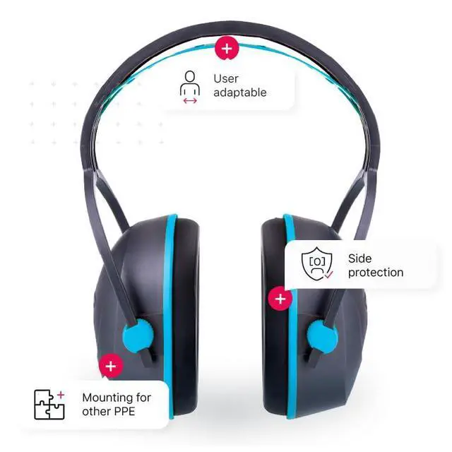 Alt view image 3 of 7 - L320 hearing protection, noise reduction earmuffs, NRR 22db, shooting, construction, comfortable headband, washable earmuff, adjustable for great fit for most adults