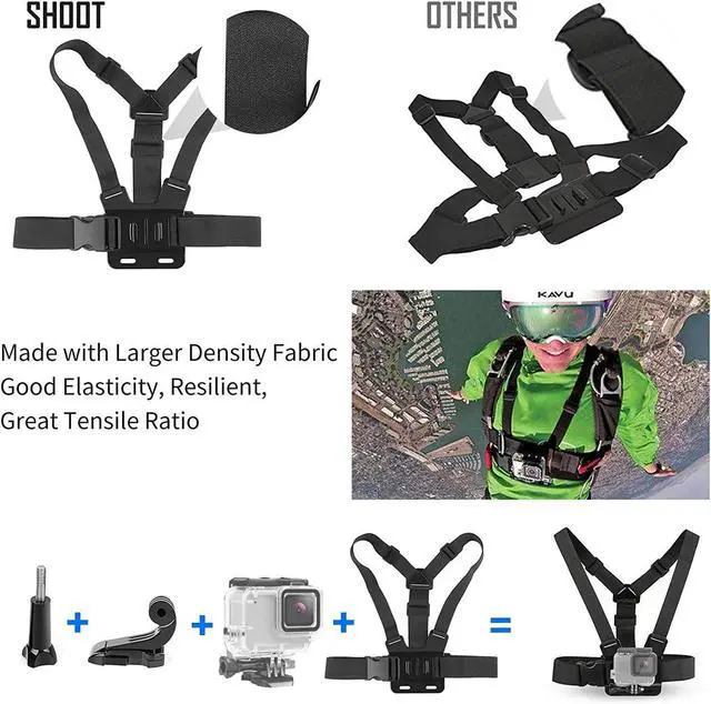 Alt view image 3 of 7 - 10-in-1 Accessory Kit for GoPro Accessories,Action Camera Accessories for GoPro Hero13 12 11 10 9 8 7 6 5 4 3+ 3 Hero Session 5 Black AKASO EK7000 Apeman SJ4000 5000 6000 DBPOWER AKASO