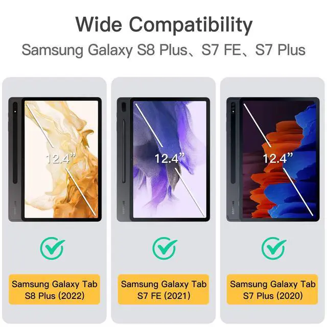 Alt view image 2 of 6 - Case for Samsung Galaxy Tab S8 Plus 2022 / S7 FE 2021 / S7 Plus 2020 12.4-Inch with S Pen Holder, Slim Folio Stand Protective Tablet Cover, Multi-Angle Viewing (Black)