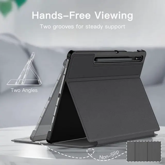 Alt view image 3 of 6 - Case for Samsung Galaxy Tab S8 Plus 2022 / S7 FE 2021 / S7 Plus 2020 12.4-Inch with S Pen Holder, Slim Folio Stand Protective Tablet Cover, Multi-Angle Viewing (Black)