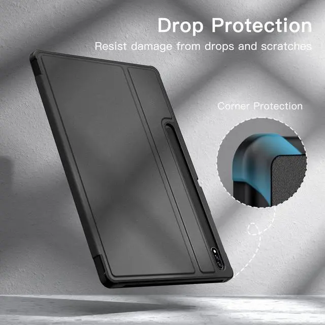 Alt view image 6 of 6 - Case for Samsung Galaxy Tab S8 Plus 2022 / S7 FE 2021 / S7 Plus 2020 12.4-Inch with S Pen Holder, Slim Folio Stand Protective Tablet Cover, Multi-Angle Viewing (Black)