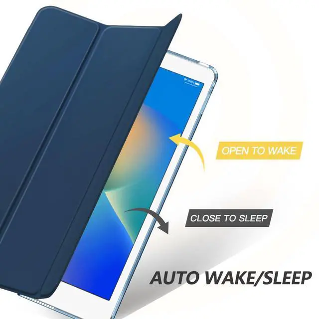 Alt view image 5 of 7 - Case for iPad 10.2 iPad 9th Generation 2021/ iPad 8th Generation 2020/ iPad 7th Generation 2019, Slim Stand Hard Back Shell Smart Cover Case for iPad 10.2 inch, Auto Wake/Sleep, Dark Sea Blue