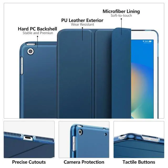 Alt view image 4 of 7 - Case for iPad 10.2 iPad 9th Generation 2021/ iPad 8th Generation 2020/ iPad 7th Generation 2019, Slim Stand Hard Back Shell Smart Cover Case for iPad 10.2 inch, Auto Wake/Sleep, Dark Sea Blue