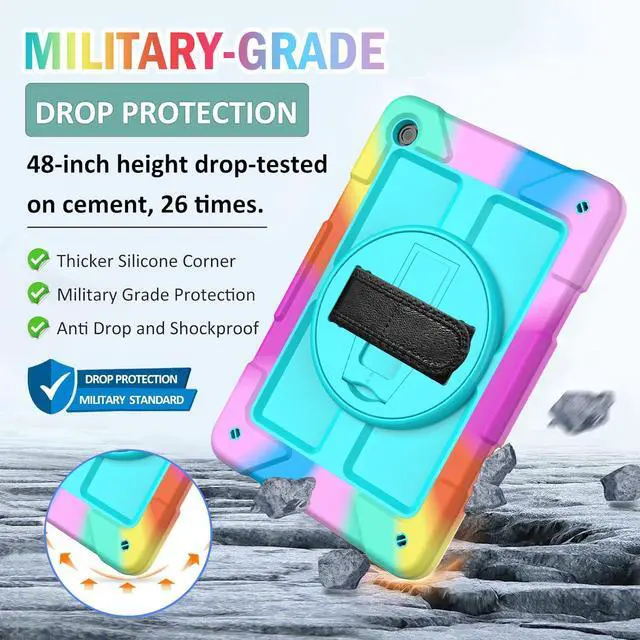 Alt view image 4 of 7 - for Samsung Galaxy Tab A9+/A9 Plus Case 11" 2023 (SM-X210/X216/X218), Shockproof Samsung Galaxy Tab A9 Plus Case with Rotating Stand and Hand/Shoulder Strap, Turquoise