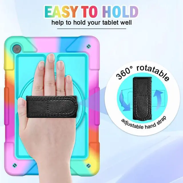 Alt view image 7 of 7 - for Samsung Galaxy Tab A9+/A9 Plus Case 11" 2023 (SM-X210/X216/X218), Shockproof Samsung Galaxy Tab A9 Plus Case with Rotating Stand and Hand/Shoulder Strap, Turquoise