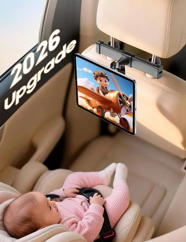 Alt view image 4 of 7 - Tablet Holder for Car Headrest,360°Adjustable Magnetic Tablet Mount for Car Backseat,Gifts Road Trip Essentials for Kids,Fits for 4.7-17" Device Like iPad Pro, Air, Mini, Galaxy, Fire