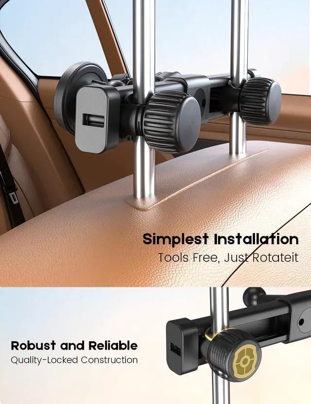 Alt view image 7 of 7 - Tablet Holder for Car Headrest,360°Adjustable Magnetic Tablet Mount for Car Backseat,Gifts Road Trip Essentials for Kids,Fits for 4.7-17" Device Like iPad Pro, Air, Mini, Galaxy, Fire