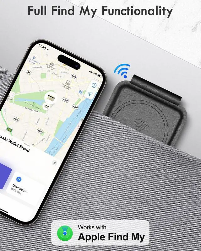 Alt view image 2 of 7 - for Magsafe Wallet with Full Find My Functionality, Strong Magnetic Wallet for iPhone 16/15/14/13/12 Series, Thinnest Card Holder with Adjustable Stand, 6 Cards Holder, PU Leather Black