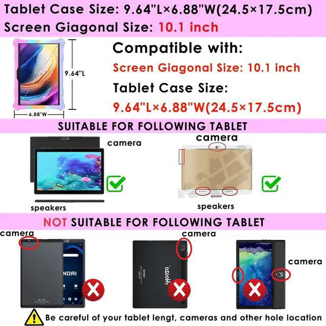 Alt view image 2 of 7 - Silicone Case Compatible with Dragon Touch Notepad K10, 10 inch Universal Tablet Case, Multi-Angle Protective Cover for ZONKO K105 10 inch, Winsing 10 with Strap & Stylus Pen, Rainbow