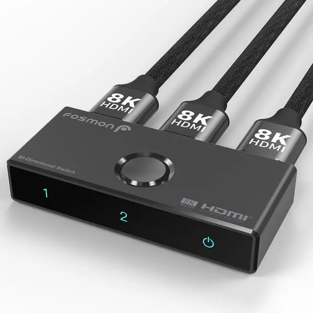 Main image of HDMI 8K Bi-Directional Switch, Support 8K@60Hz 4K@120Hz HDR10+ HDCP 2.3 1 in 2 Out / 2 in 1 Out HDMI 2.1 Switcher, High Speed 48Gbps HDMI Splitter Compatible with PS4 PS5, Xbox, Roku, Apple TV