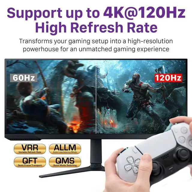 Alt view image 4 of 7 - HDMI 8K Bi-Directional Switch, Support 8K@60Hz 4K@120Hz HDR10+ HDCP 2.3 1 in 2 Out / 2 in 1 Out HDMI 2.1 Switcher, High Speed 48Gbps HDMI Splitter Compatible with PS4 PS5, Xbox, Roku, Apple TV