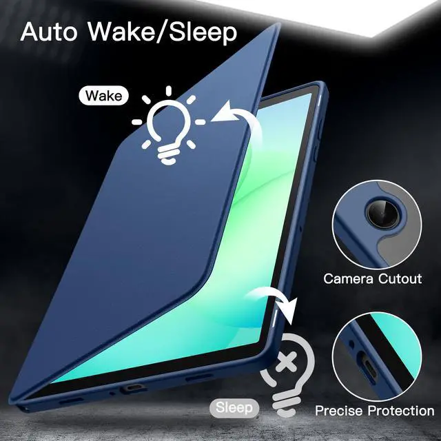 Alt view image 5 of 6 - Rotating Case for Samsung Galaxy Tab A11+/A11 Plus, 360 Degree Rotation Protective Stand Cover Clear Back, Multi-Angle Viewing, Auto Wake/Sleep (Navy)