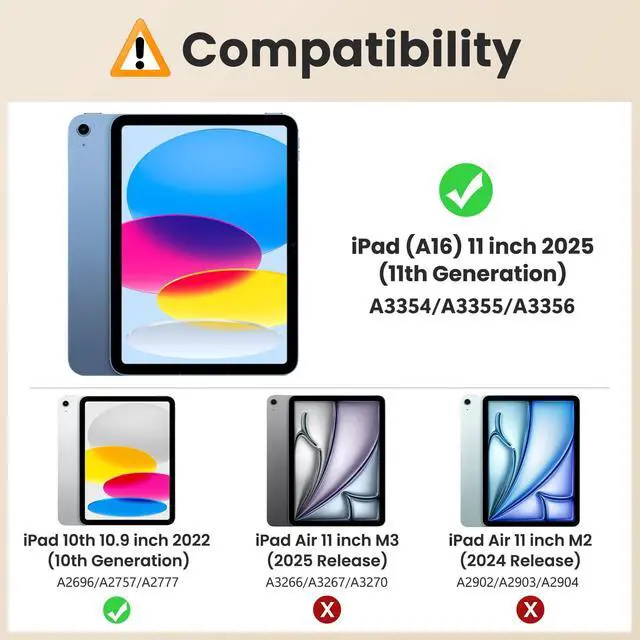 Alt view image 2 of 7 - for iPad A16 Case 11-inch, iPad 11th/10th Generation Case (2025/2022) with Pencil Holder & Pocket, Premium PU Leather Folio Stand Cover, Multiple Viewing Angles, Turquoise