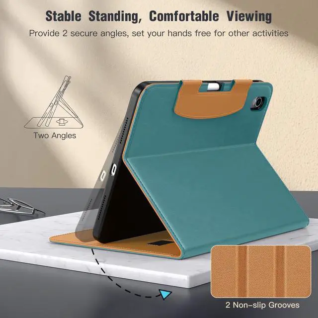 Alt view image 4 of 7 - for iPad A16 Case 11-inch, iPad 11th/10th Generation Case (2025/2022) with Pencil Holder & Pocket, Premium PU Leather Folio Stand Cover, Multiple Viewing Angles, Turquoise