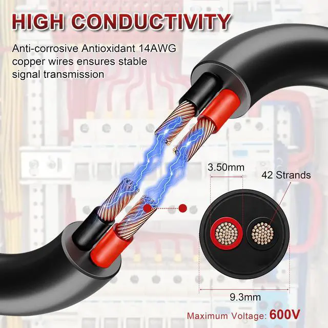 Alt view image 2 of 7 - 14 Gauge Wire 2 Conductor 14 AWG Pure Copper Electrical Wire Flexible Low Voltage 14/2 Cable for Landscape Lighting, LED Strips, RV/Automotive (25FT/ 7.5M)