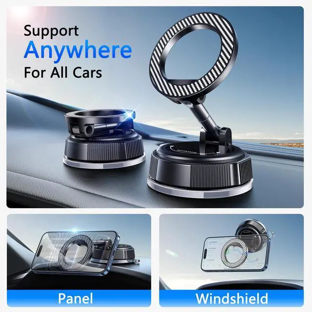Alt view image 4 of 7 - for Magsafe Dashboard & Windshield Car Phone Holder 2026 89+LBS Suction & 3600gf Magnetic 360° Adjustable Phone Holders for Your Car Cell Phone Car Mount for iPhone 17-12 Series