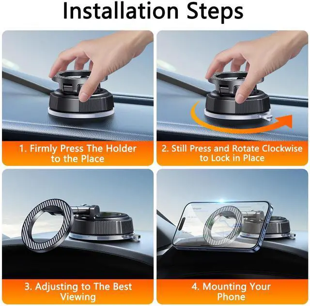 Alt view image 7 of 7 - for Magsafe Dashboard & Windshield Car Phone Holder 2026 89+LBS Suction & 3600gf Magnetic 360° Adjustable Phone Holders for Your Car Cell Phone Car Mount for iPhone 17-12 Series