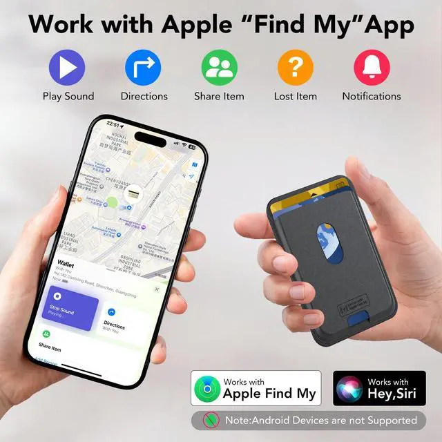 Alt view image 2 of 7 - for Magsafe Wallet, Work with Apple Find My Tracking, Strongest Magnetic Leather Card Holder Wallet for iPhone 17/16/15/14/13/12 Pro Max Air Plus, Wireless Charging, 3-Cards RFID Holder, Black