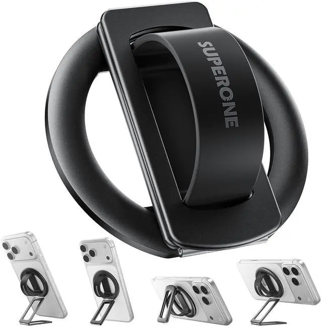 Main image of for MagSafe Phone Grip with Soft Silicone Loop, Strong Magnetic Phone Stand Comfortable & Removable, Anti-Drop 4-in-1 Magnetic Ring Holder Kickstand for iPhone 17/16/15/14/13/12 MagSafe Case