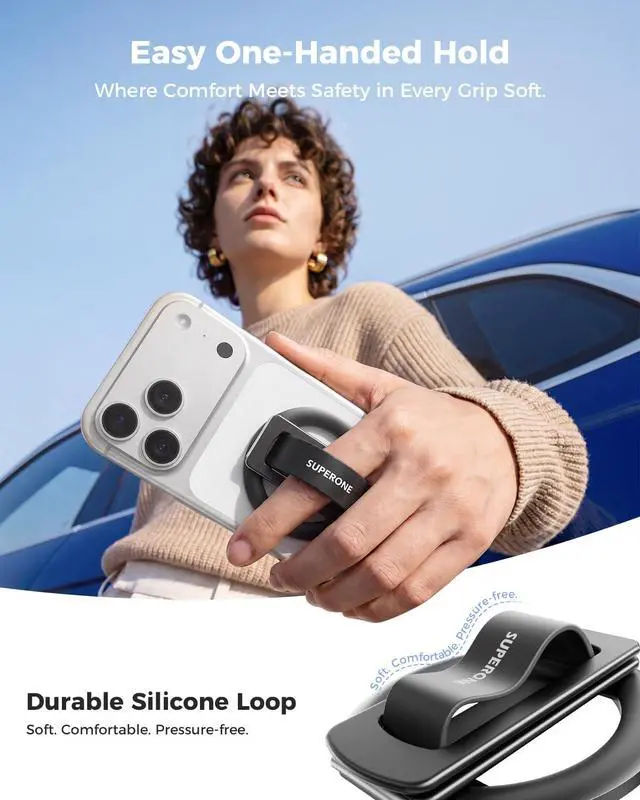 Alt view image 5 of 7 - for MagSafe Phone Grip with Soft Silicone Loop, Strong Magnetic Phone Stand Comfortable & Removable, Anti-Drop 4-in-1 Magnetic Ring Holder Kickstand for iPhone 17/16/15/14/13/12 MagSafe Case