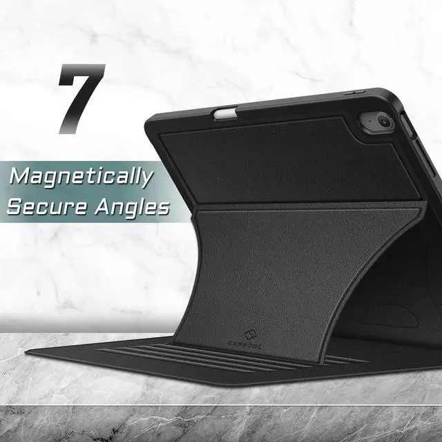 Alt view image 4 of 7 - Magnetic Stand Case for iPad Air 13-inch M4/M3/M2 (2026/2025/2024) - Multiple Angles Shockproof Rugged Soft TPU Cover with Pencil Holder, Auto Sleep/Wake, Black