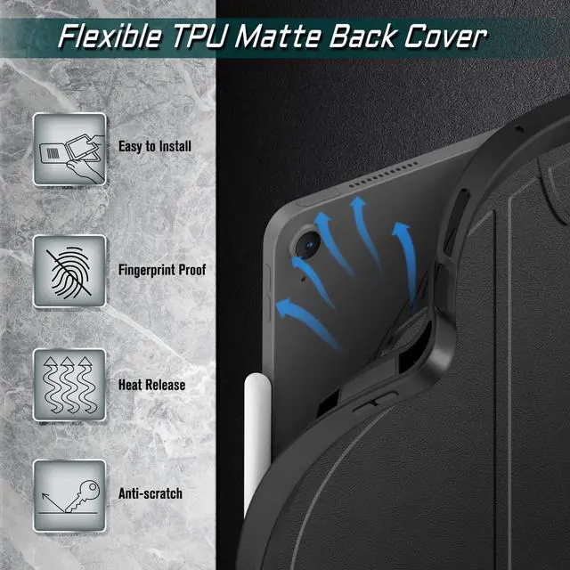 Alt view image 6 of 7 - Magnetic Stand Case for iPad Air 13-inch M4/M3/M2 (2026/2025/2024) - Multiple Angles Shockproof Rugged Soft TPU Cover with Pencil Holder, Auto Sleep/Wake, Black