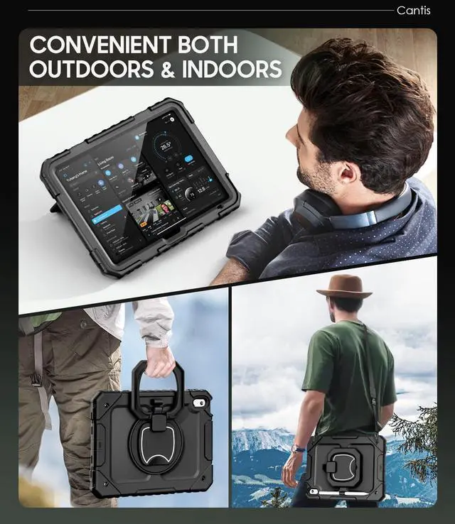 Alt view image 7 of 7 - Case for iPad (A16) 11th/ 10th Generation 11/ 10.9 Inch 2025/ 2022, Shockproof Case for iPad 11 with Screen Protector/ Rotating Stand/ Adjustable Shoulder Strap/ Pen Holder, Black