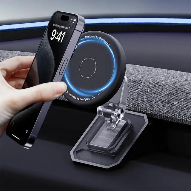 Main image of Magnetic Phone Mount for Tesla Model Y Juniper 2025 2026 Model 3 Highland 2024-2026 Accessories, 360° Rotation for MagSafe Phone Holder for iPhone Samsung