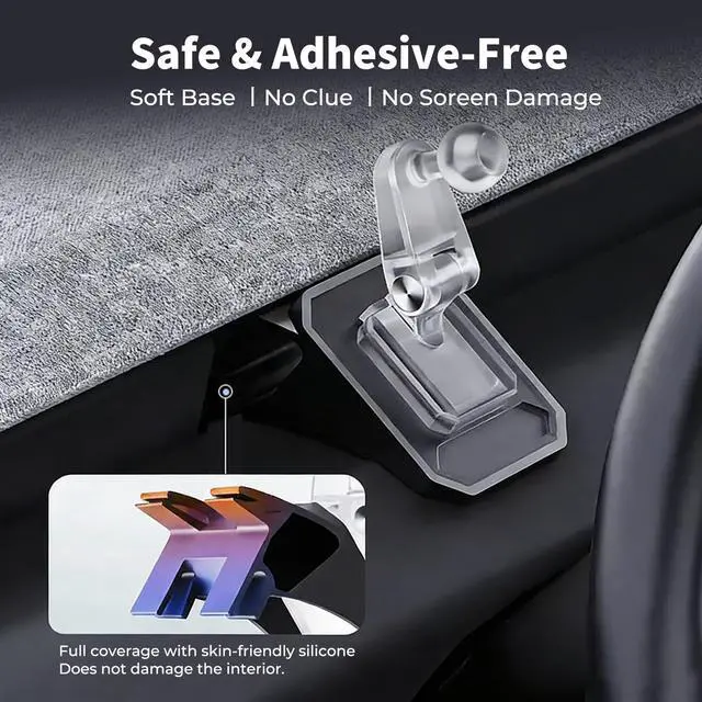 Alt view image 4 of 7 - Magnetic Phone Mount for Tesla Model Y Juniper 2025 2026 Model 3 Highland 2024-2026 Accessories, 360° Rotation for MagSafe Phone Holder for iPhone Samsung