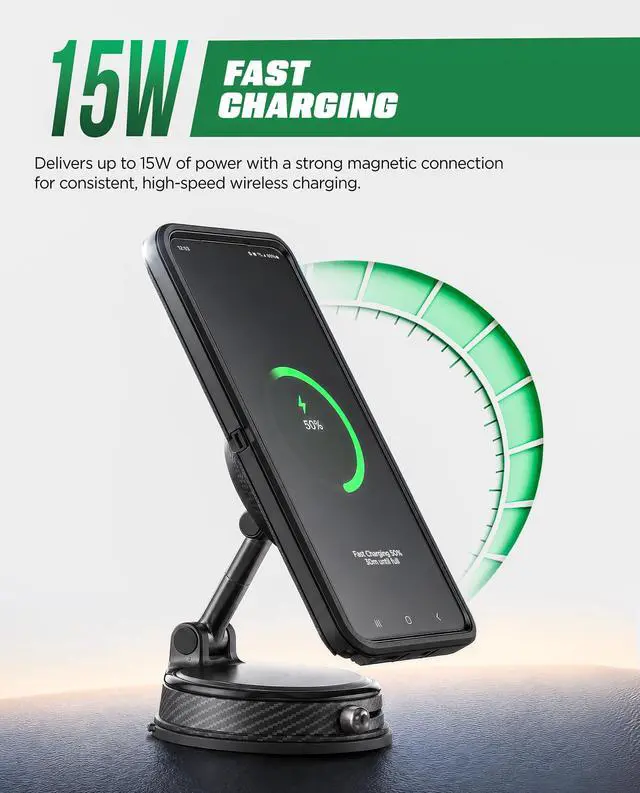 Alt view image 6 of 7 - Magnetic Charging Dash Mount - Vacuum Suction Wireless Car Charger