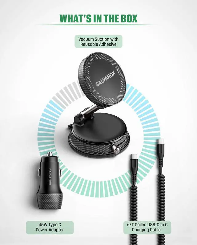Alt view image 3 of 7 - Magnetic Charging Dash Mount - Vacuum Suction Wireless Car Charger
