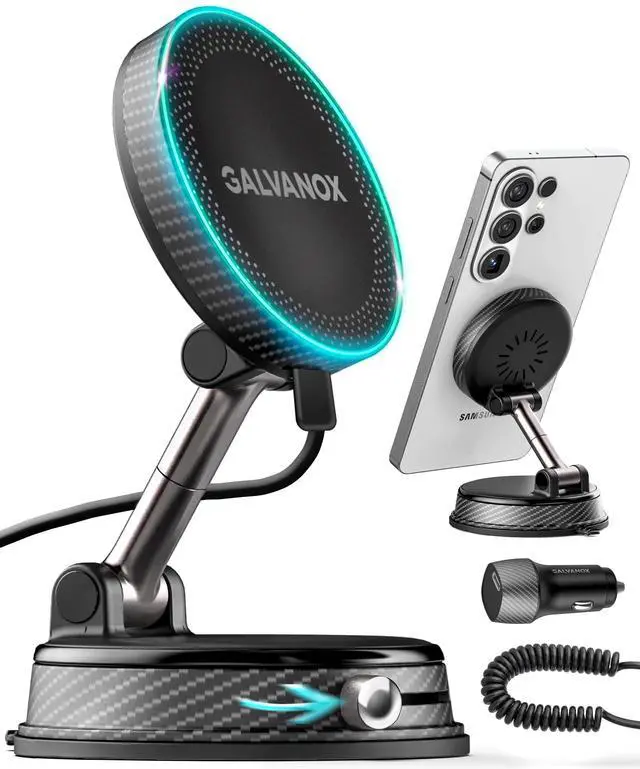 Main image of Magnetic Charging Dash Mount - Vacuum Suction Wireless Car Charger