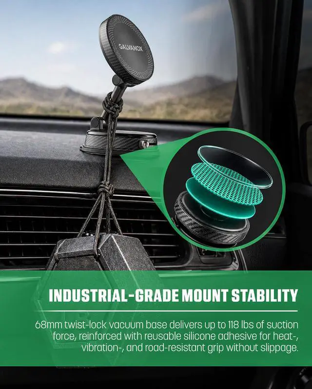 Alt view image 5 of 7 - Magnetic Charging Dash Mount - Vacuum Suction Wireless Car Charger