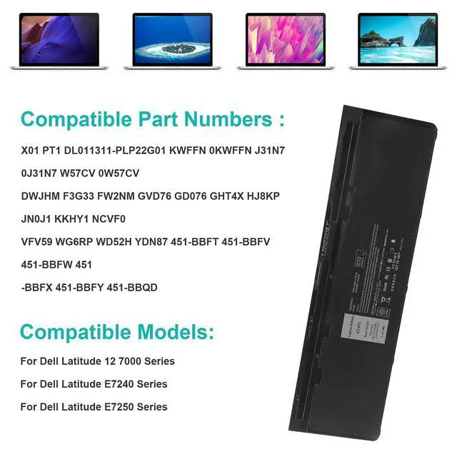 Alt view image 2 of 7 - New Battery for Dell Latitude Notebook Ultrabook E7240 E7250,Replace Batter Type 0J31N7 0W57CV KWFFN DWJHM FW2NM GVD76 GHT4X JN0J1 KKHY1
