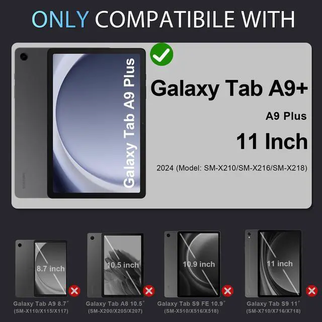 Alt view image 7 of 7 - Case for Galaxy Tab A11 Plus/A9 Plus Case 11 Inch with Screen Protector/Rotate Stand/Pen Holder,Military Grade Shockproof Cover for Samsung Galaxy A11+/A9+ Plus Tablet Case,Black Red