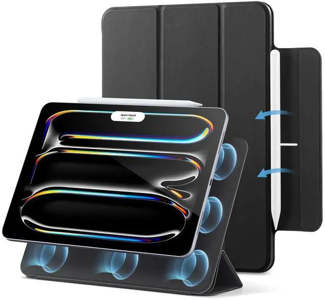 Main image of Case for iPad Pro 13 Inch (M5/M4) 2025/2024, Powerful Magnetic Attachment, Slim Trifold Stand Case, Supports Pencil Pro & Pencil(USB-C), Auto Wake/Sleep, Durable Protection, Rebound Series, Black