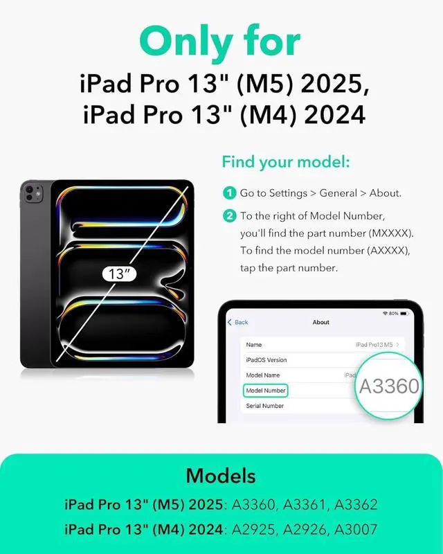Alt view image 2 of 7 - Case for iPad Pro 13 Inch (M5/M4) 2025/2024, Powerful Magnetic Attachment, Slim Trifold Stand Case, Supports Pencil Pro & Pencil(USB-C), Auto Wake/Sleep, Durable Protection, Rebound Series, Black