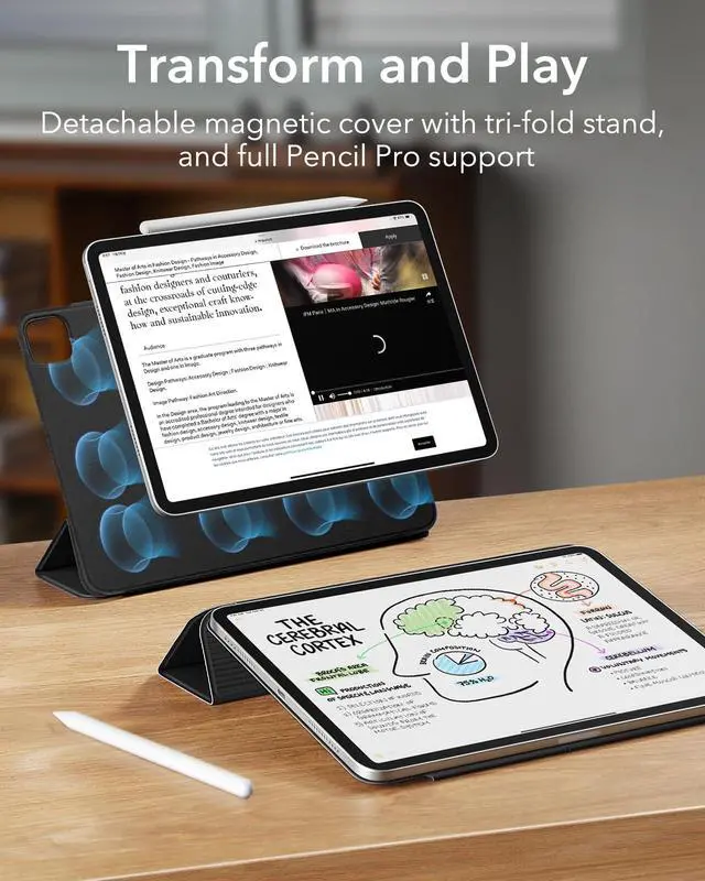 Alt view image 3 of 7 - Case for iPad Pro 13 Inch (M5/M4) 2025/2024, Powerful Magnetic Attachment, Slim Trifold Stand Case, Supports Pencil Pro & Pencil(USB-C), Auto Wake/Sleep, Durable Protection, Rebound Series, Black