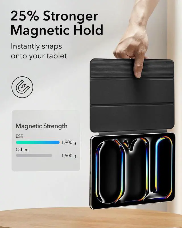 Alt view image 4 of 7 - Case for iPad Pro 13 Inch (M5/M4) 2025/2024, Powerful Magnetic Attachment, Slim Trifold Stand Case, Supports Pencil Pro & Pencil(USB-C), Auto Wake/Sleep, Durable Protection, Rebound Series, Black