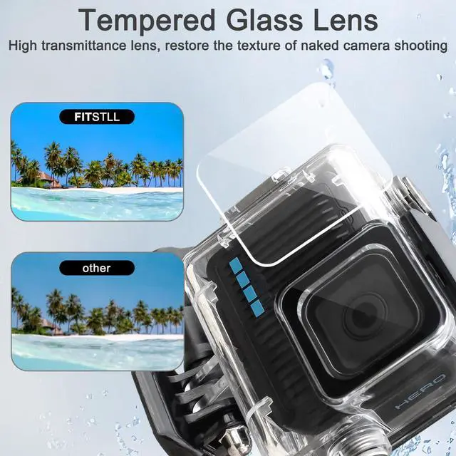 Alt view image 3 of 7 - 45M/148FT Underwater Waterproof Case with Dive Filters Compatible for Go Pro Hero 4K,Monopod Floating Hand Grip Dive for Hero4K 2024 Action Camera Accessory Kit