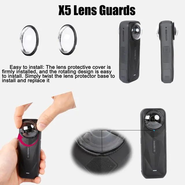 Alt view image 2 of 6 - Camera Protective Accessories Kit for Insta360 X5, Insta 360 X5 Lens Guard/Silicone Protective Cover/Screen Protectors/Camera Case Bundle