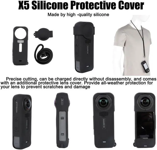 Alt view image 3 of 6 - Camera Protective Accessories Kit for Insta360 X5, Insta 360 X5 Lens Guard/Silicone Protective Cover/Screen Protectors/Camera Case Bundle