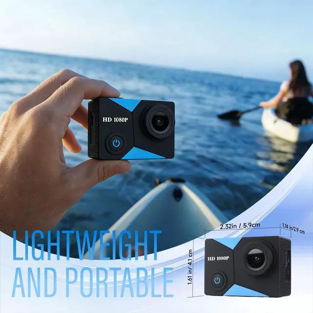 Alt view image 4 of 7 - Action Camera 1080P Sports Camera 16GB Memory Card Action Cam 131ft Underwater Waterproof with 2 X Batteries with Accessories Kit Suitable for Helmet, Bicycle, etc.