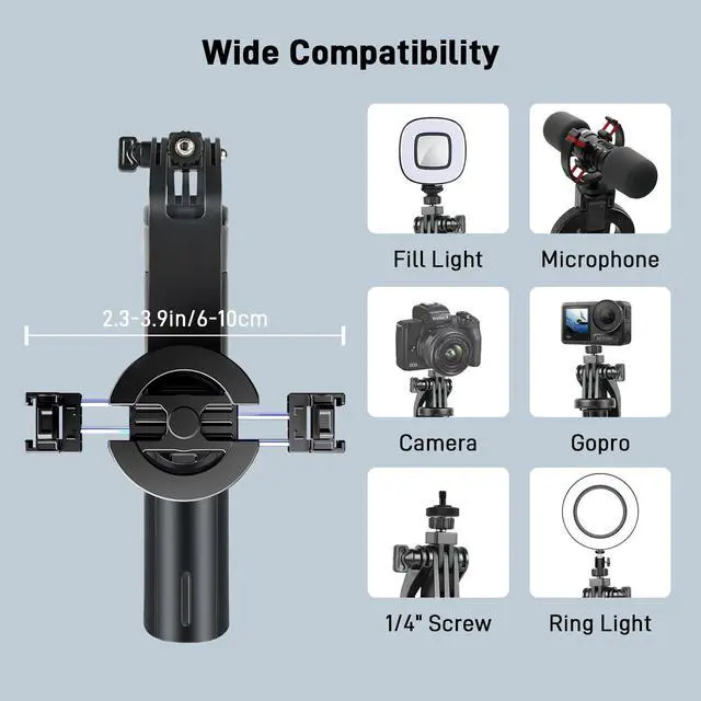 Alt view image 5 of 7 - Magnetic Selfie Stick Tripod with 2 LED Lights, 52" Tripod for iPhone with Rechargeable Remote, Portable Selfie Stick Compatible with iPhone 16/15/14/13/12 Series, Gopro and Cameras